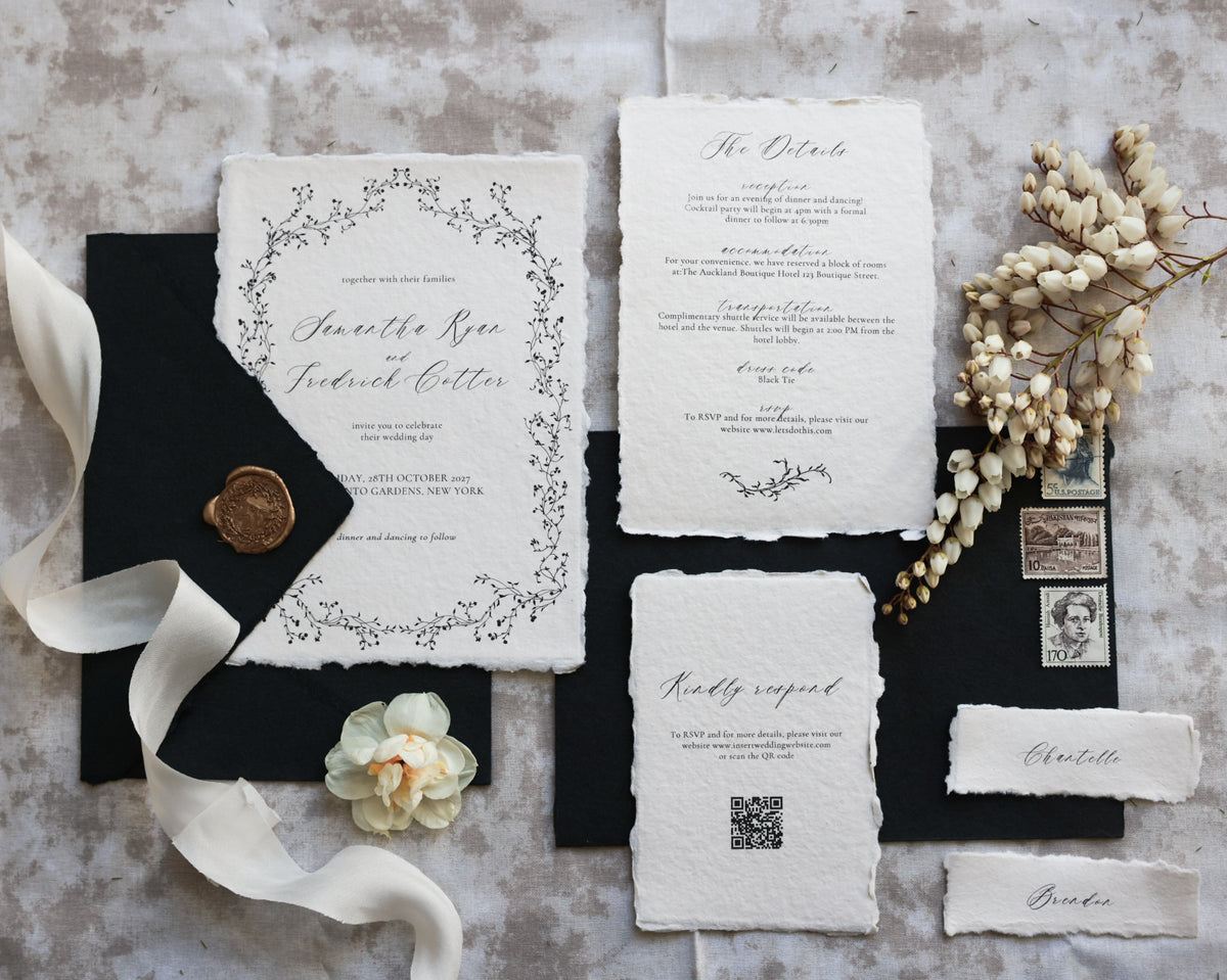 'Samantha' Handmade Paper Wedding Stationery Invitation