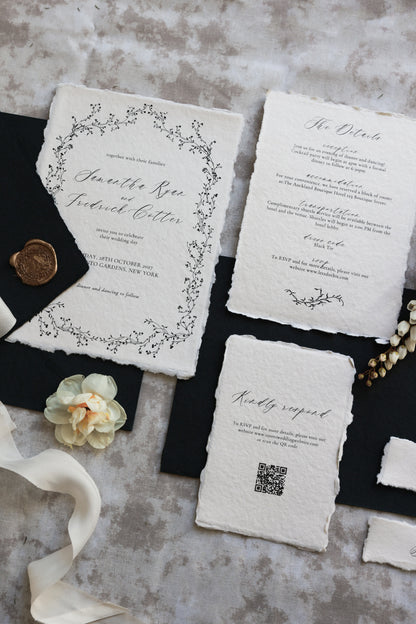 'Samantha' Handmade Paper Wedding Stationery Invitation