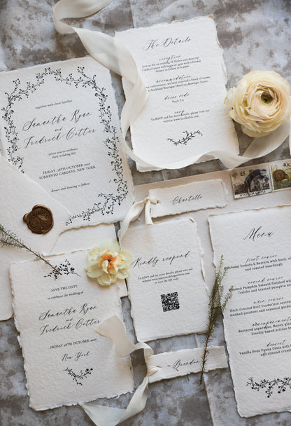 'Samantha' Handmade Paper Wedding Stationery Invitation
