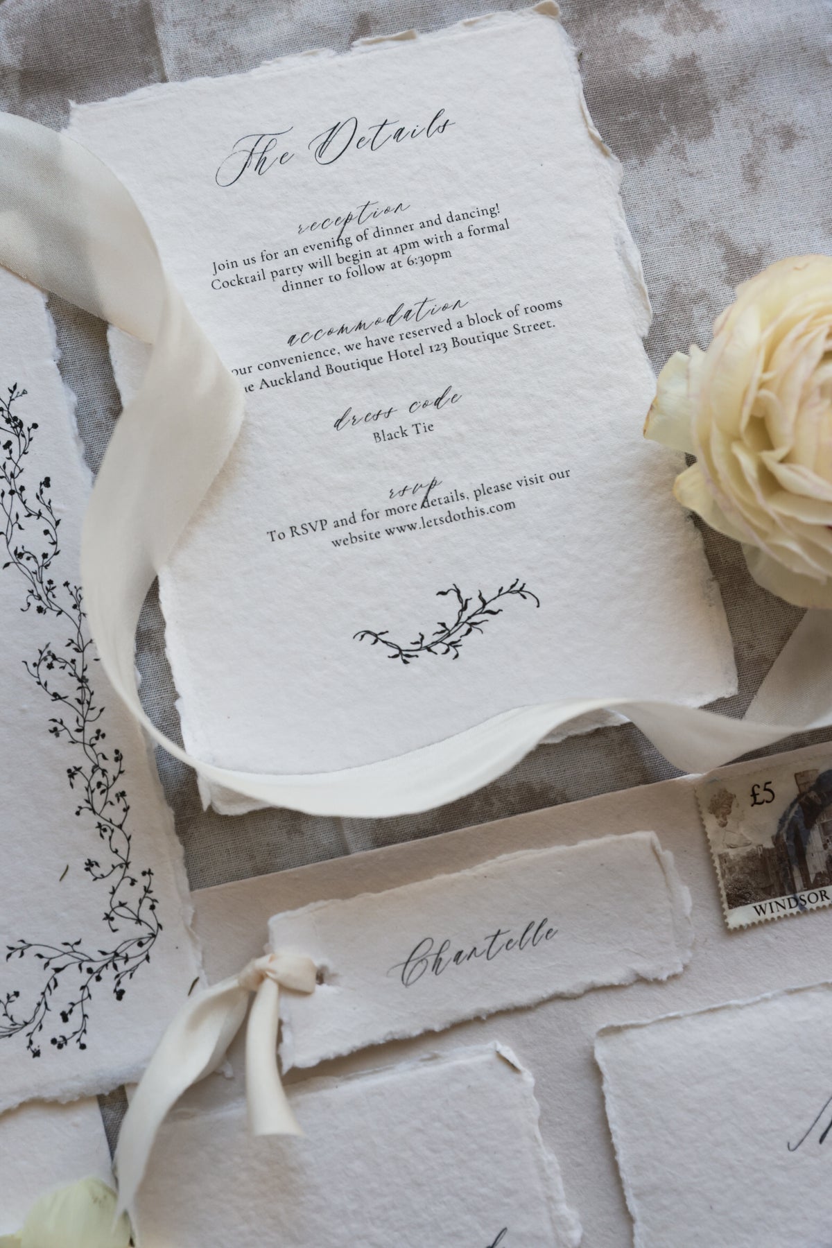 'Samantha' Handmade Paper Wedding Stationery Invitation