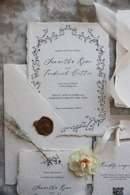 'Samantha' Handmade Paper Wedding Stationery Invitation