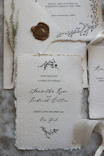 'Samantha' Handmade Paper Wedding Stationery Invitation