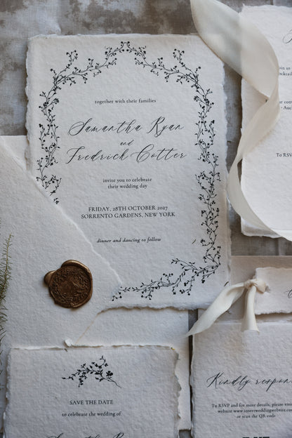 'Samantha' Handmade Paper Wedding Stationery Invitation