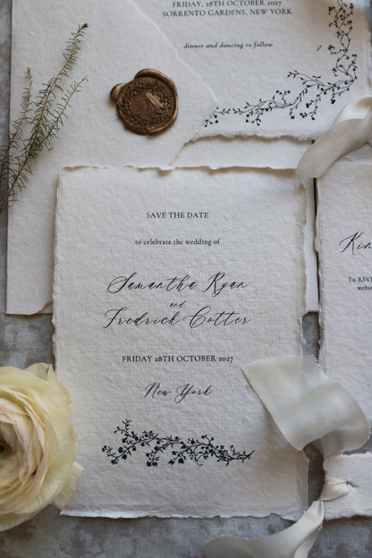 'Samantha' Handmade Paper Wedding Stationery Invitation