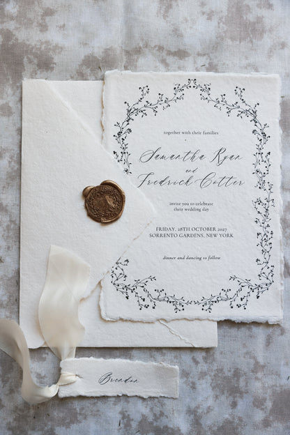 'Samantha' Handmade Paper Wedding Stationery Invitation