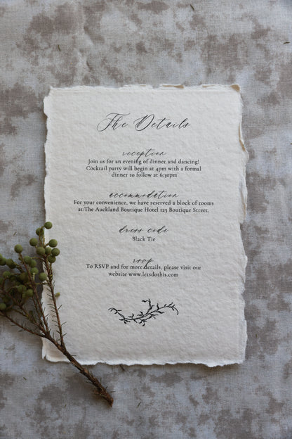 'Samantha' Handmade Paper Wedding Stationery Invitation