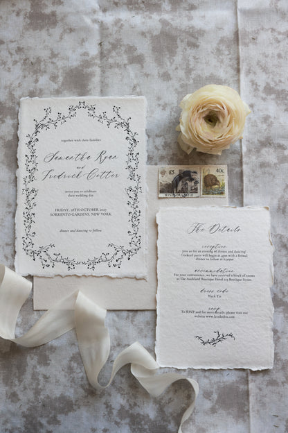 'Samantha' Handmade Paper Wedding Stationery Invitation