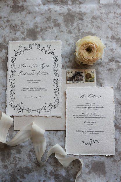 'Samantha' Handmade Paper Wedding Stationery Invitation