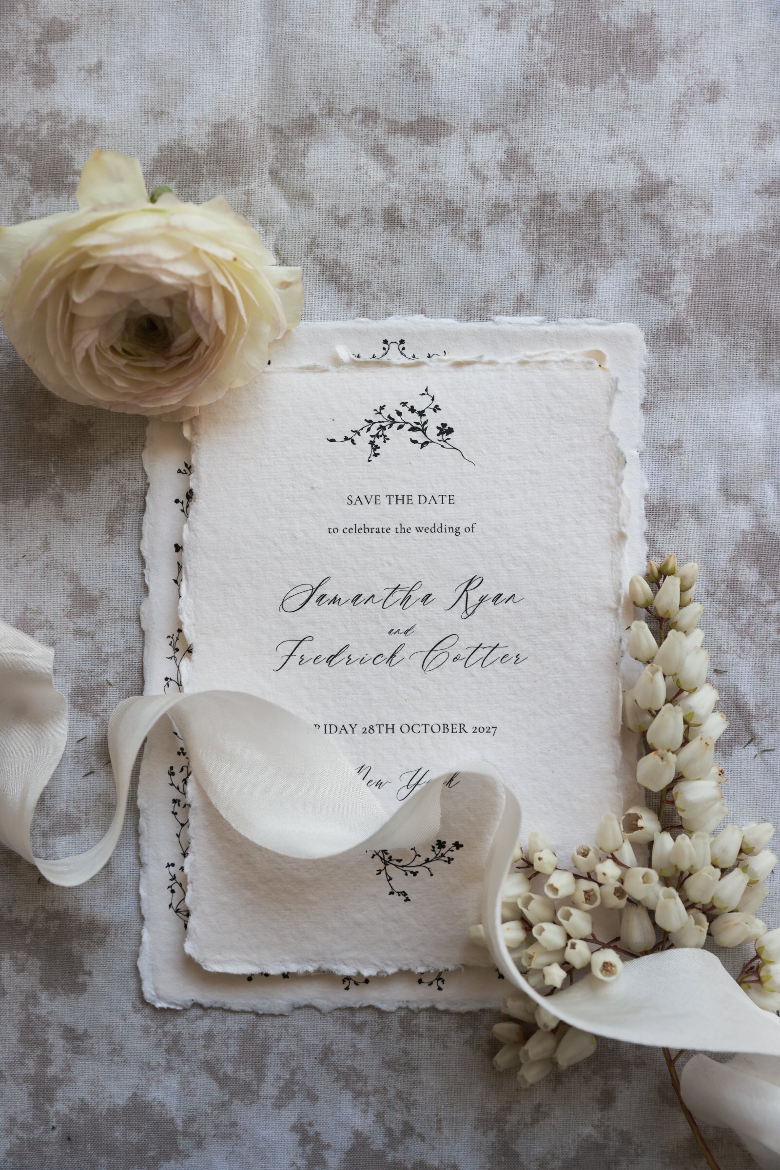 'Samantha' Handmade Paper Wedding Stationery Invitation