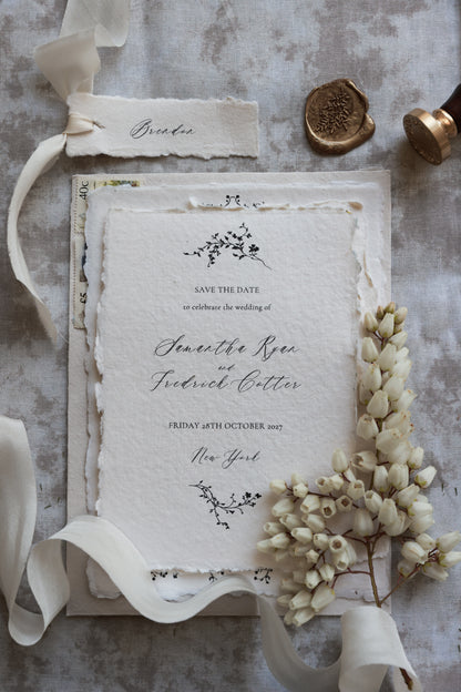 'Samantha' Handmade Paper Wedding Stationery Invitation