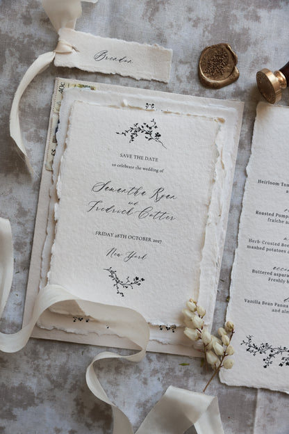 'Samantha' Handmade Paper Wedding Stationery Invitation