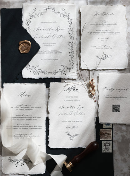 'Samantha' Handmade Paper Wedding Stationery Invitation