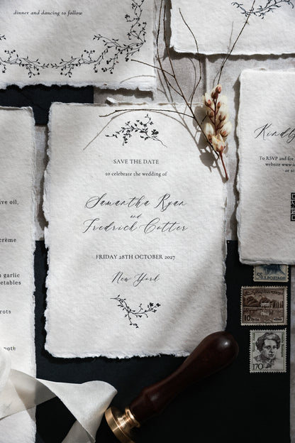 'Samantha' Handmade Paper Wedding Stationery Invitation