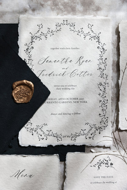 'Samantha' Handmade Paper Wedding Stationery Invitation