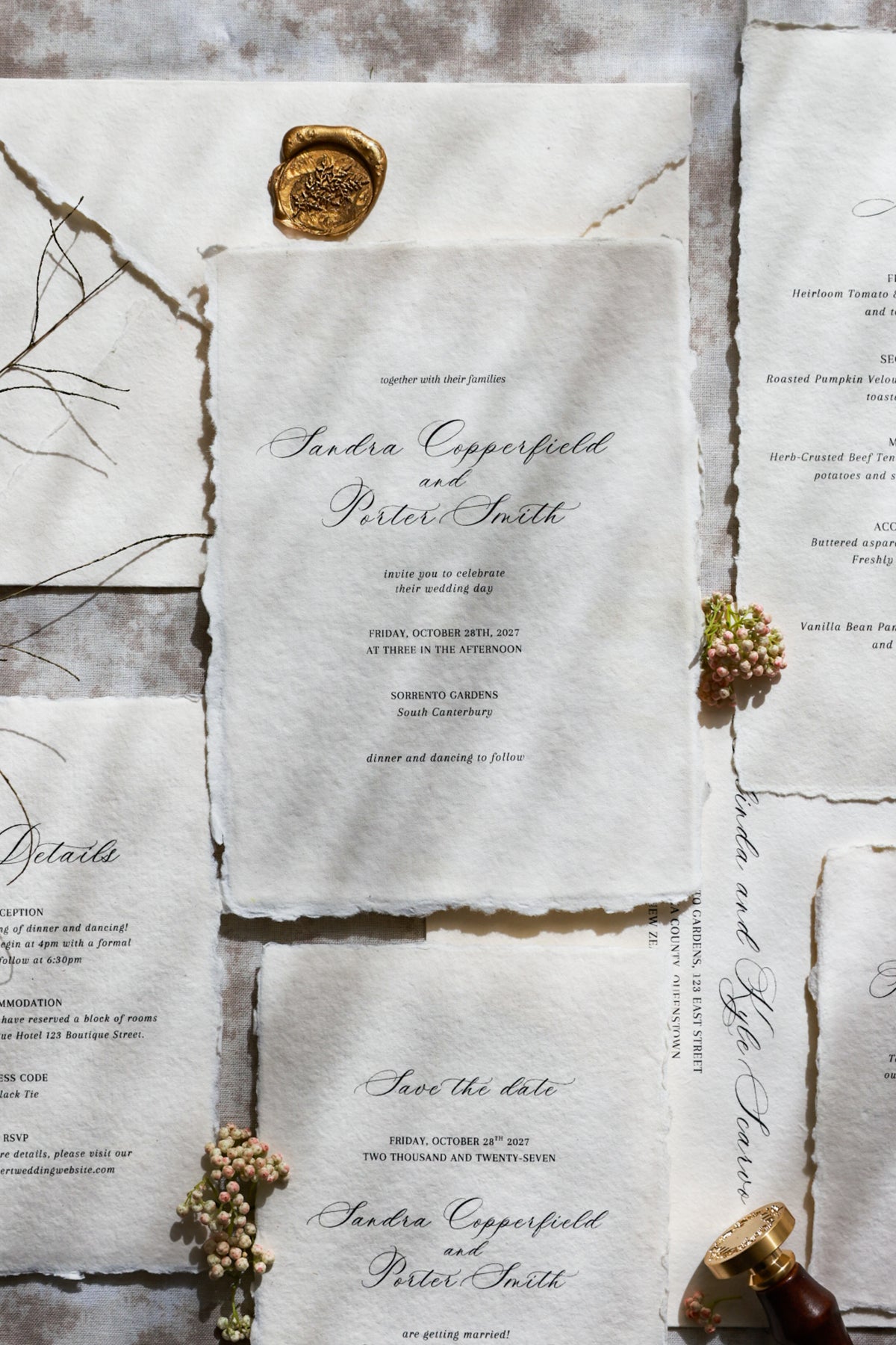 'Sandra' Handmade Paper Wedding Invitation