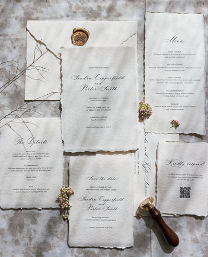 'Sandra' Handmade Paper Wedding Invitation