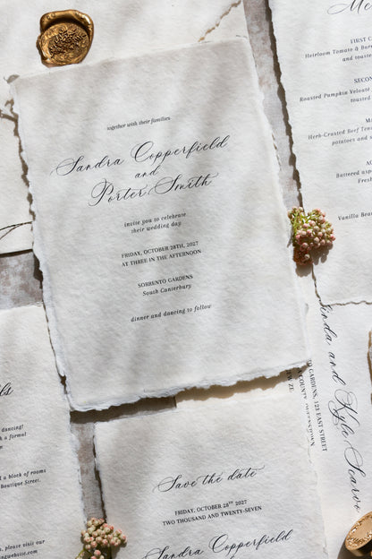 'Sandra' Handmade Paper Wedding Invitation