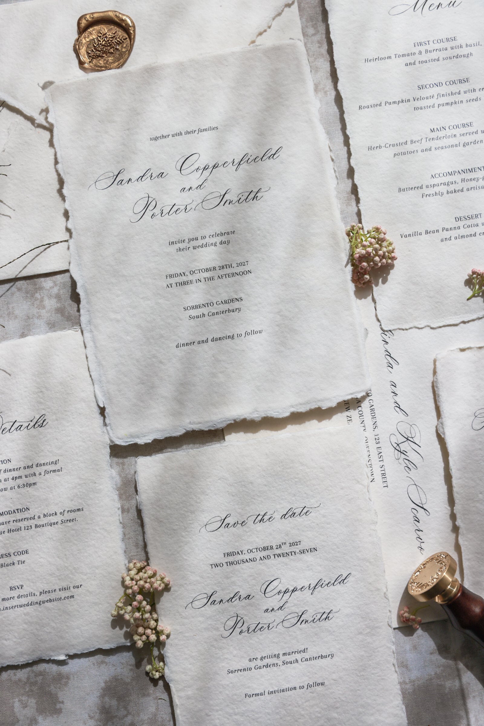 'Sandra' Handmade Paper Wedding Invitation