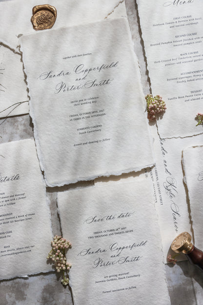 'Sandra' Handmade Paper Wedding Invitation