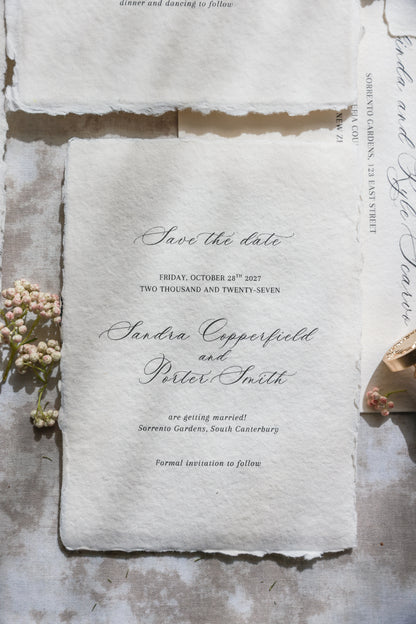 'Sandra' Handmade Paper Wedding Invitation