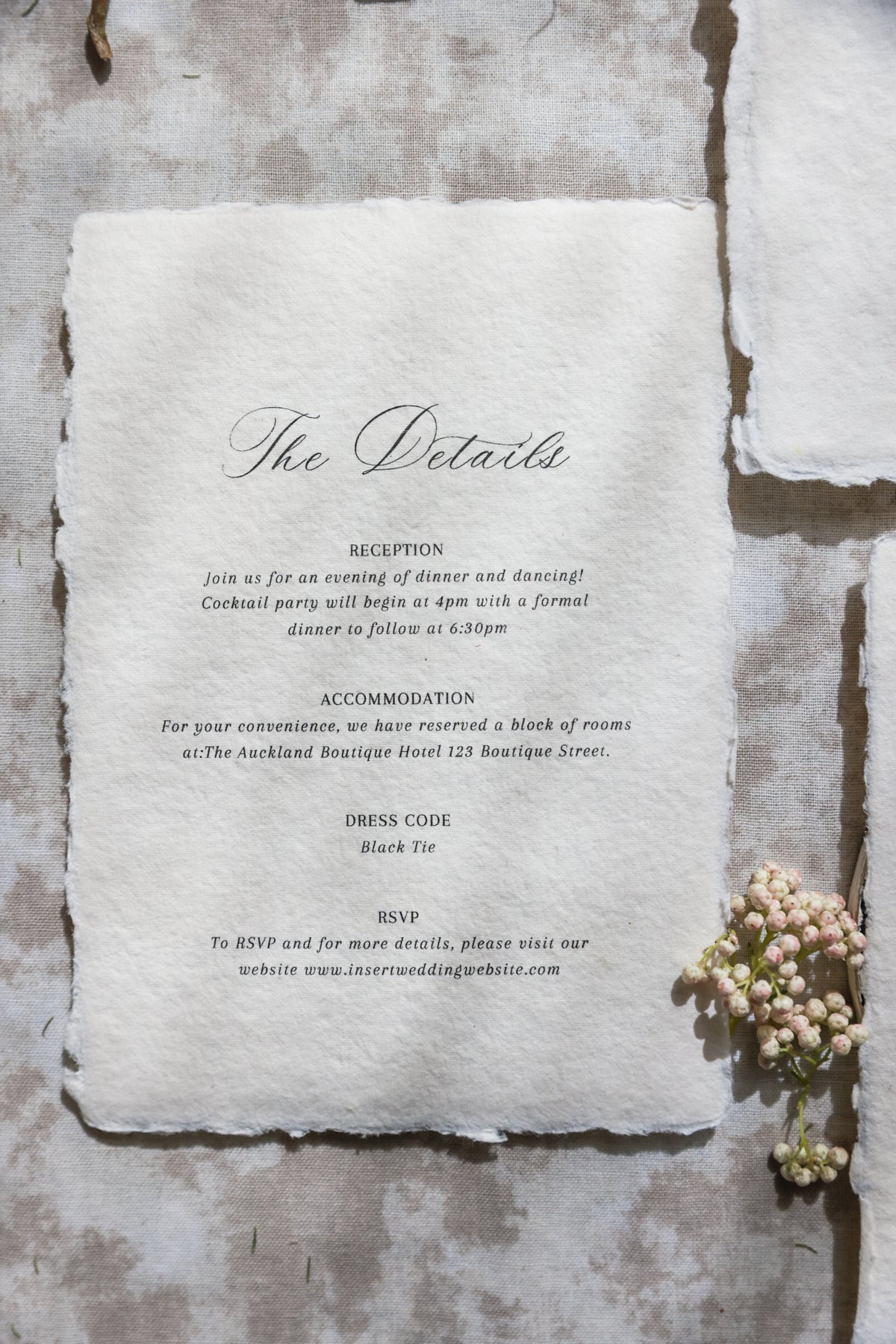 'Sandra' Handmade Paper Wedding Invitation