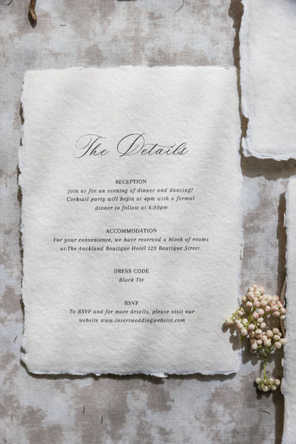 'Sandra' Handmade Paper Wedding Invitation