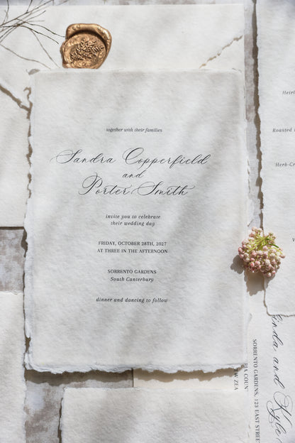 'Sandra' Handmade Paper Wedding Invitation