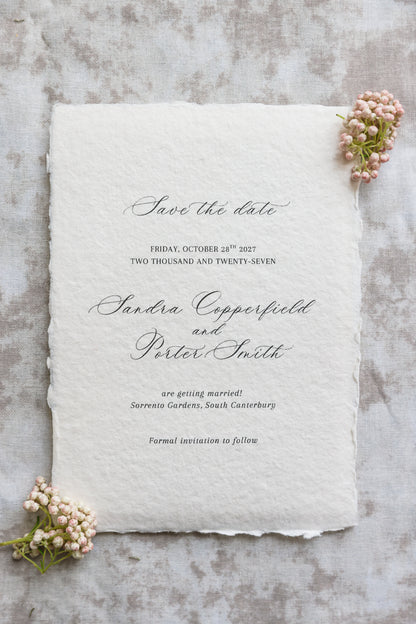 'Sandra' Handmade Paper Wedding Invitation