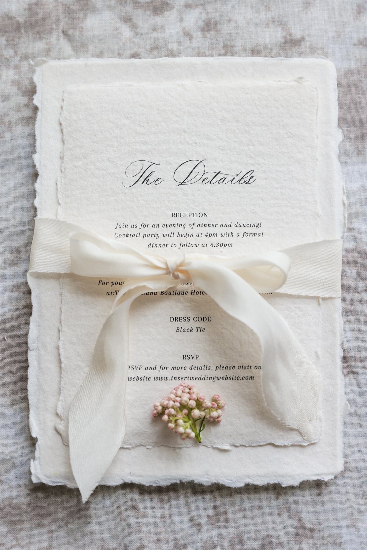 'Sandra' Handmade Paper Wedding Invitation