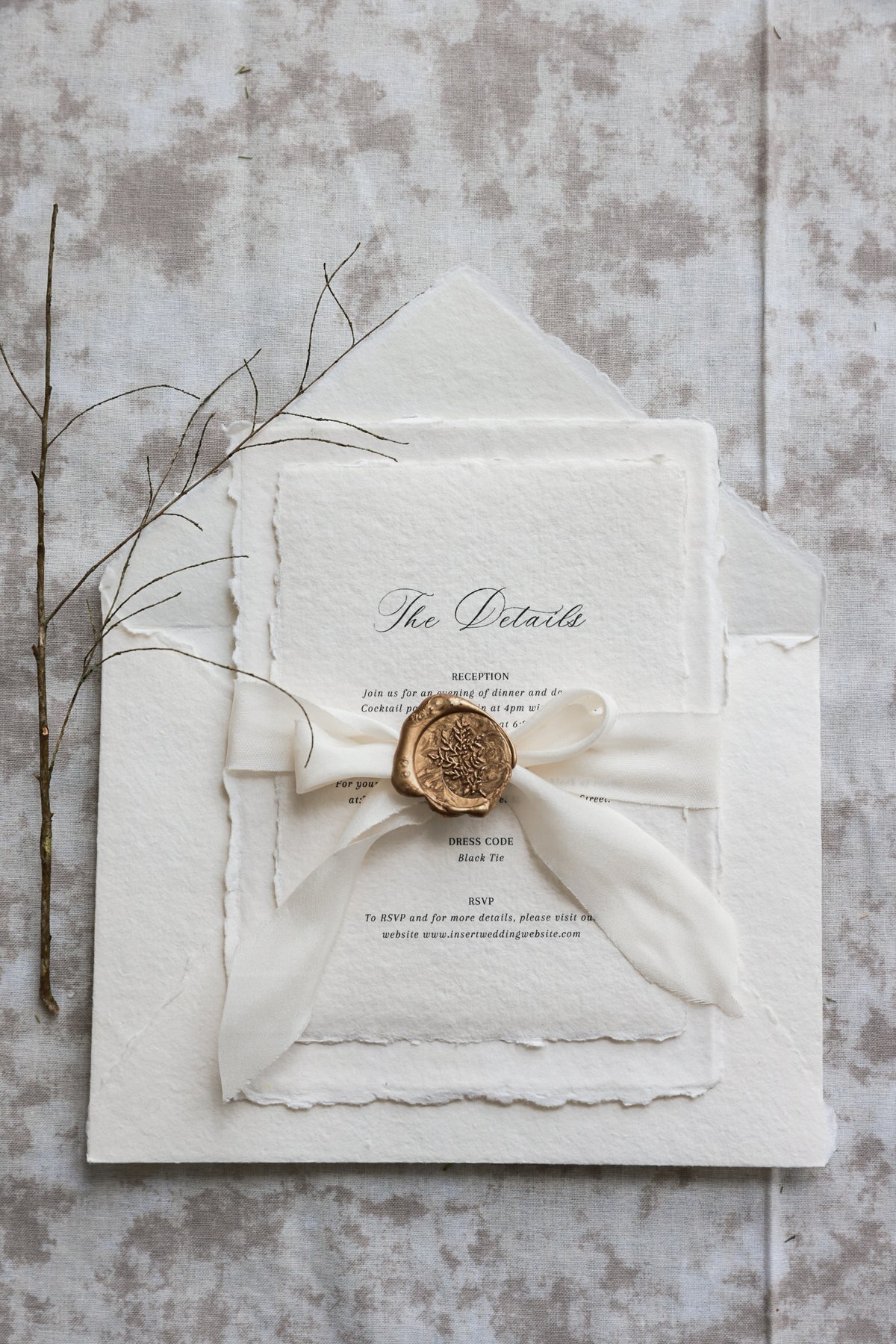 'Sandra' Handmade Paper Wedding Invitation