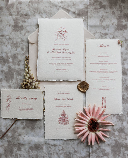 'Pamela' Handmade Paper Wedding Invitation