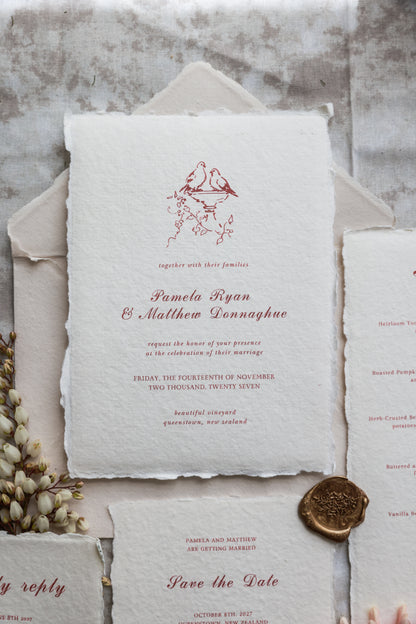 'Pamela' Handmade Paper Wedding Invitation