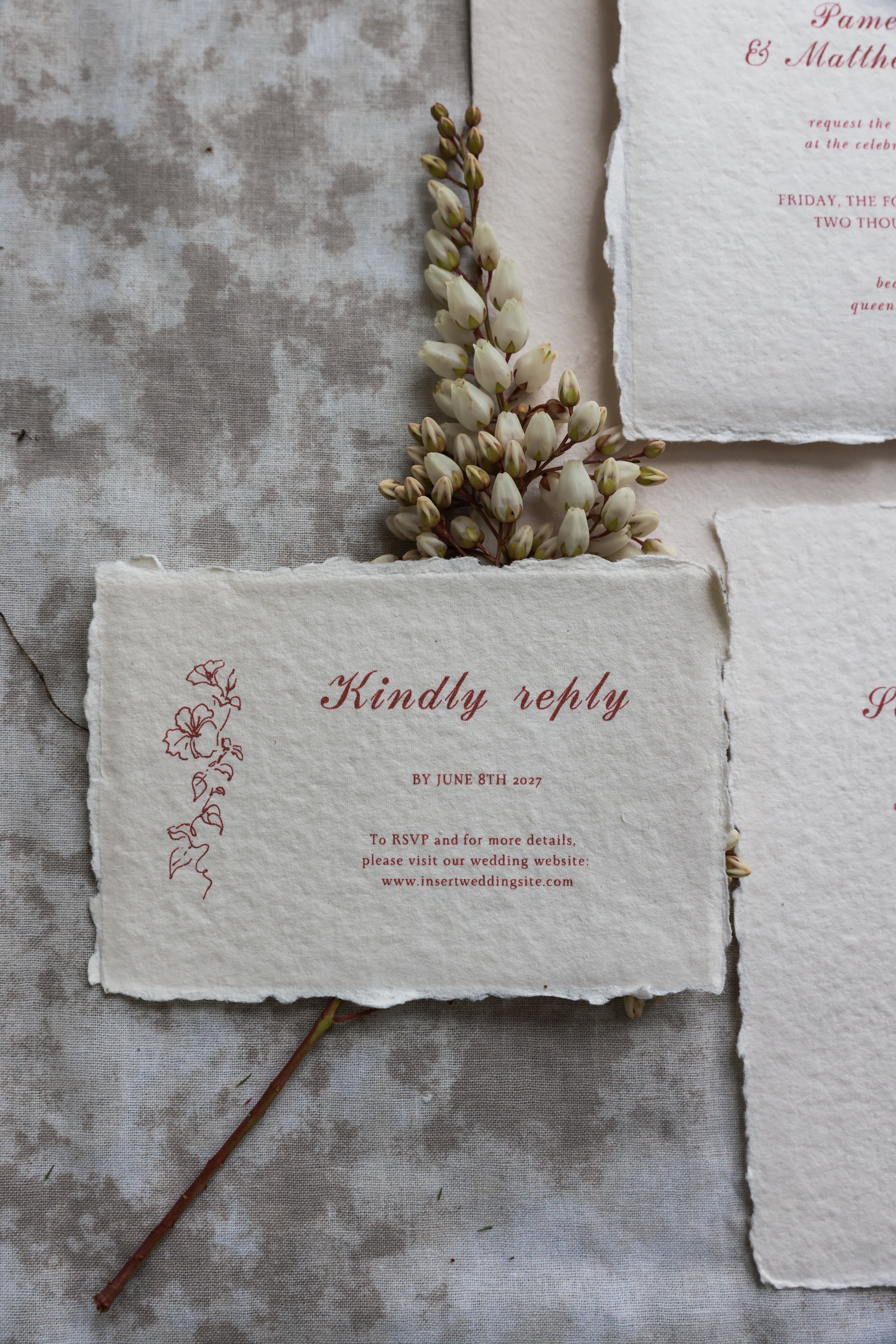 'Pamela' Handmade Paper Wedding Invitation