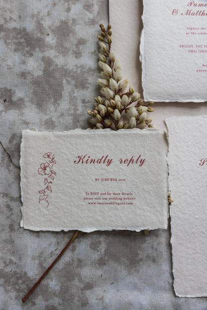 'Pamela' Handmade Paper Wedding Invitation