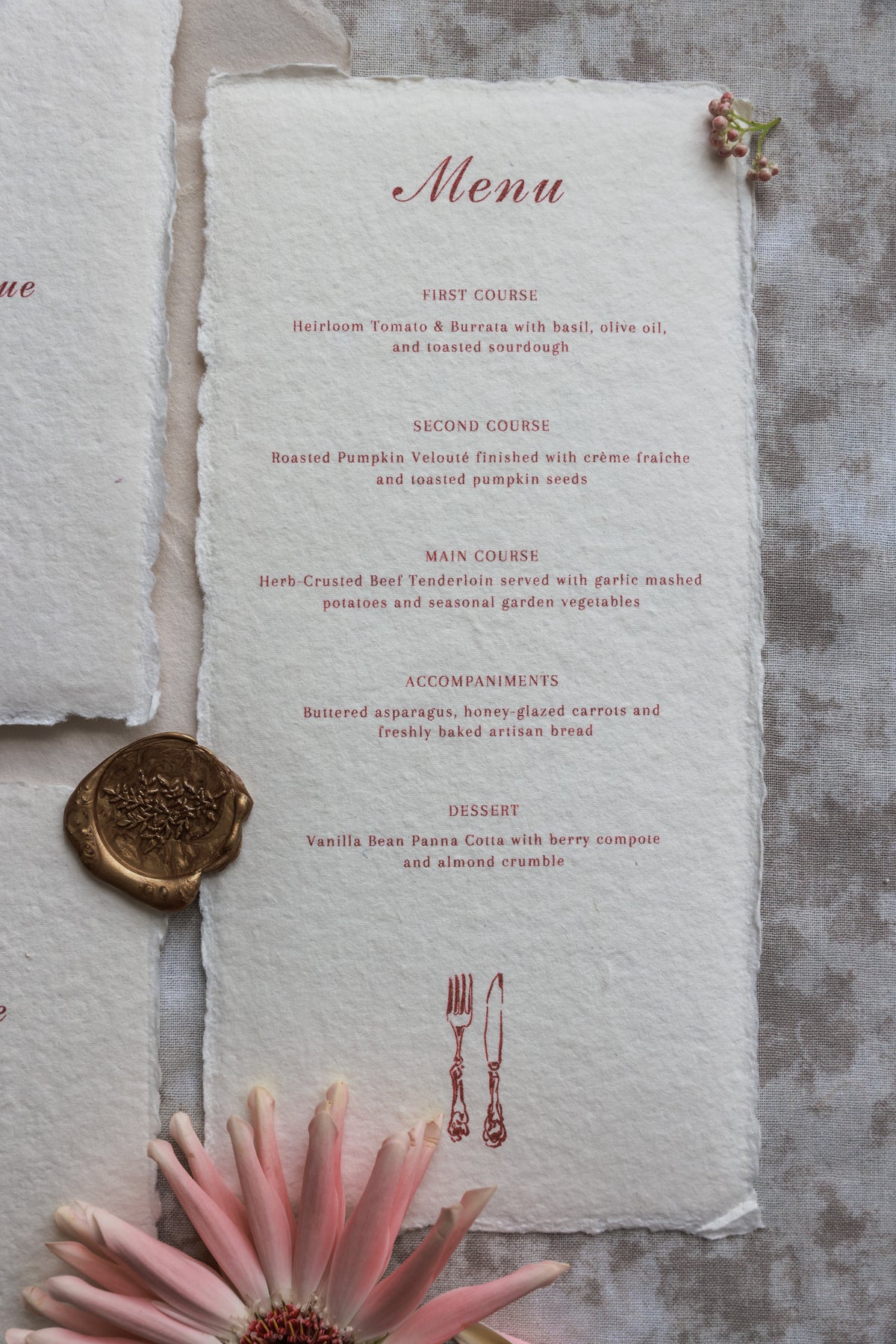 'Pamela' Handmade Paper Wedding Invitation