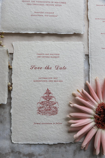 'Pamela' Handmade Paper Wedding Invitation