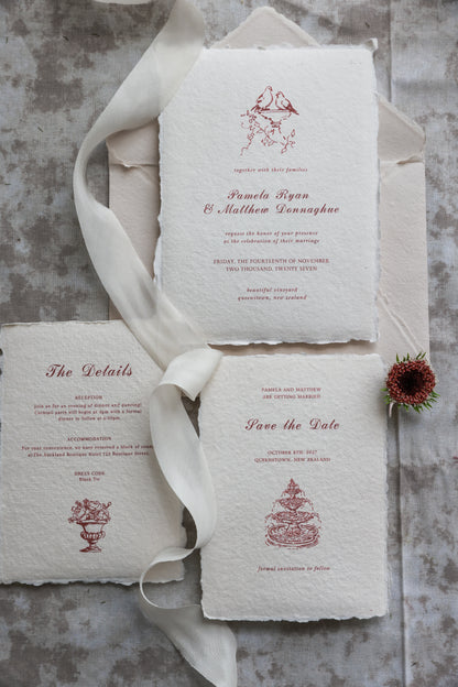 'Pamela' Handmade Paper Wedding Invitation