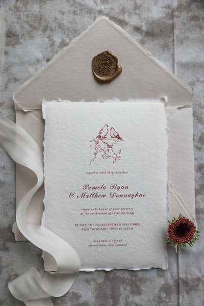 'Pamela' Handmade Paper Wedding Invitation