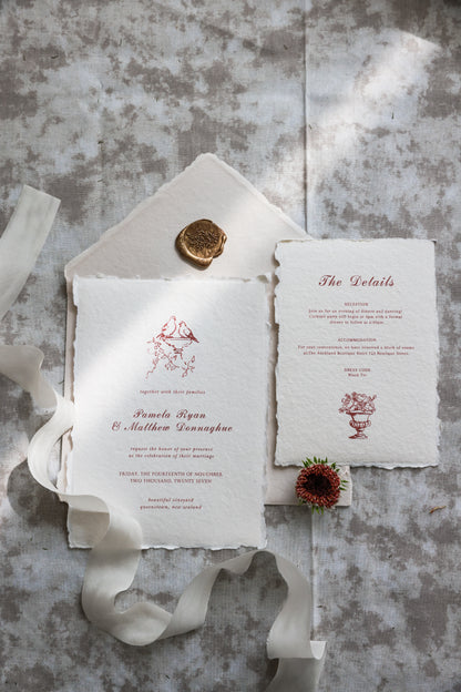 'Pamela' Handmade Paper Wedding Invitation