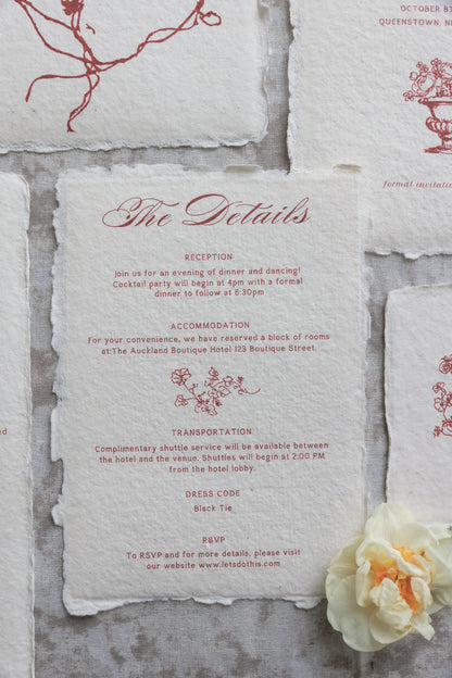 'Angelina' Handmade Paper Wedding Invitation