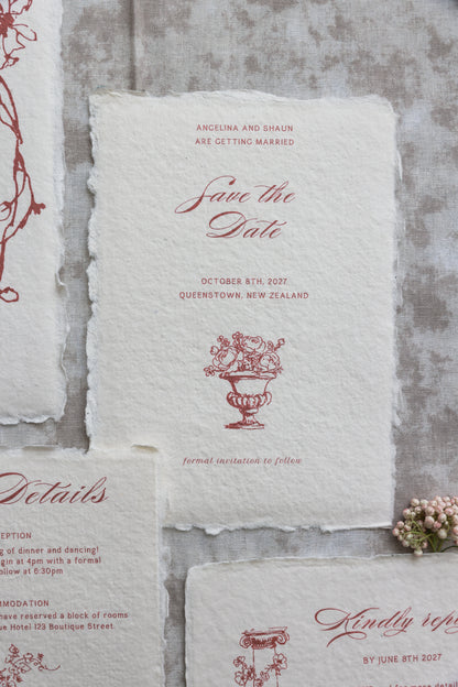 'Angelina' Handmade Paper Wedding Invitation