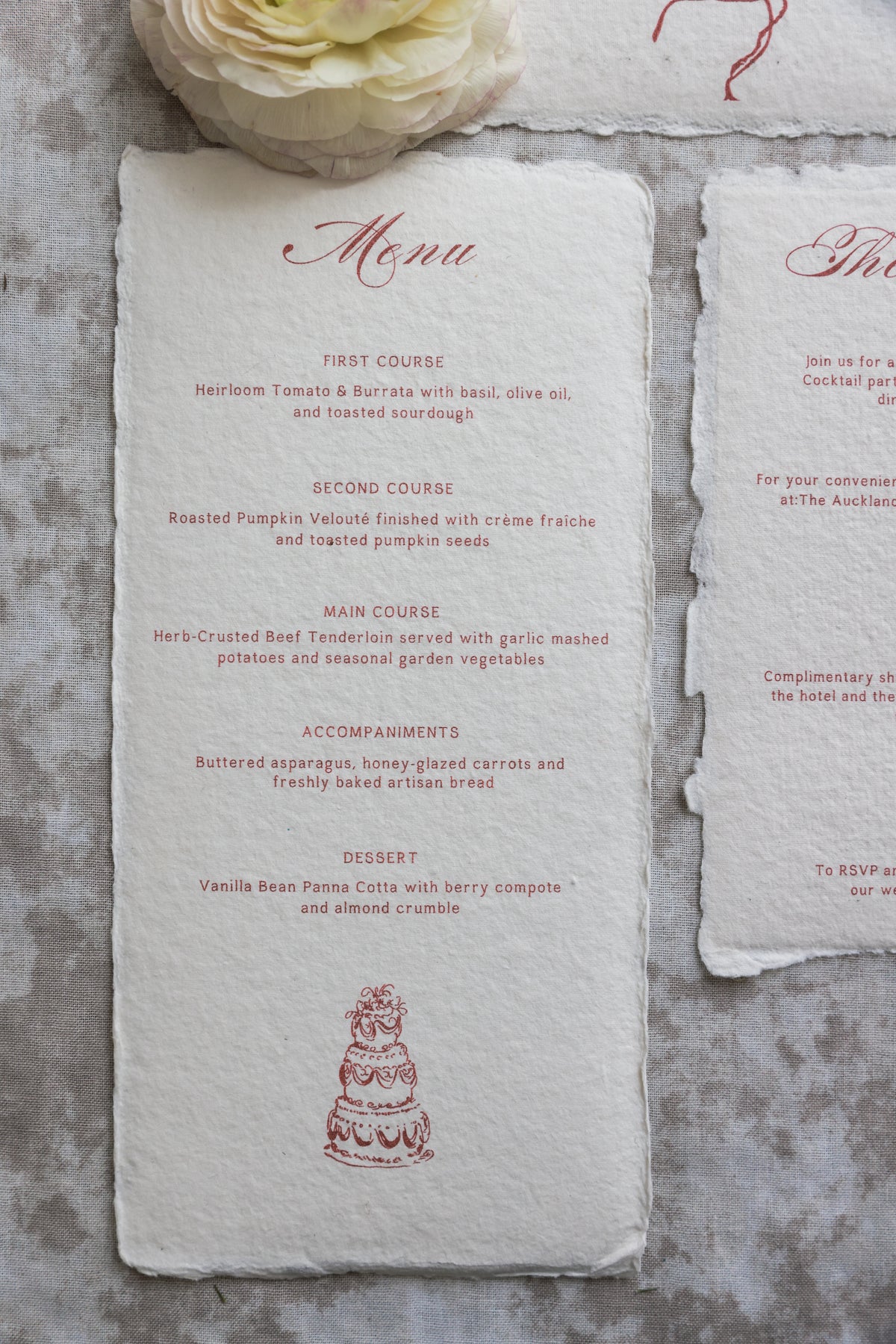 'Angelina' Handmade Paper Wedding Invitation