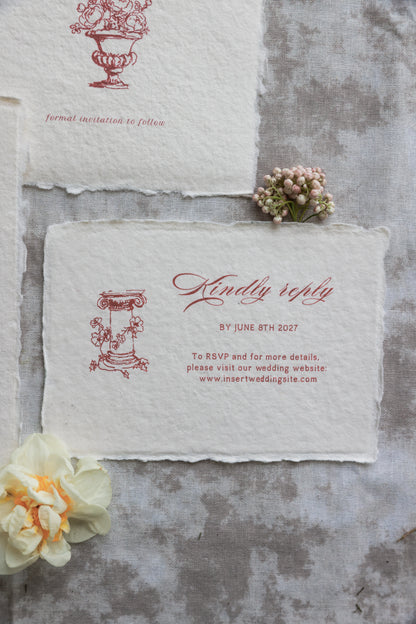 'Angelina' Handmade Paper Wedding Invitation