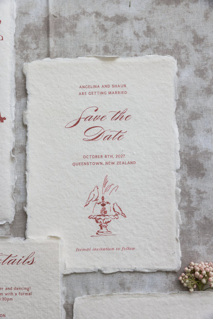 'Angelina' Handmade Paper Wedding Invitation