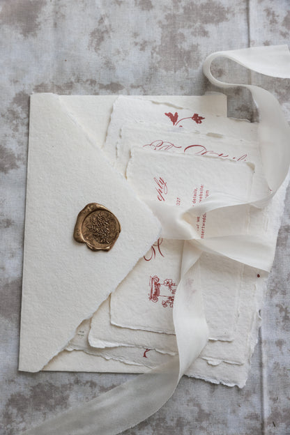 'Angelina' Handmade Paper Wedding Invitation