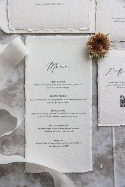'Beatrice' Calligraphy Style Handmade Paper Wedding Invitation