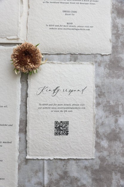 'Beatrice' Calligraphy Style Handmade Paper Wedding Invitation