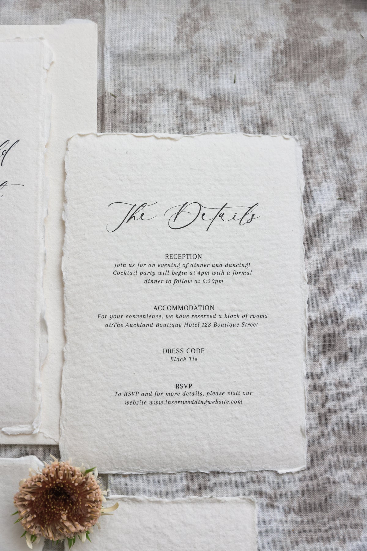 'Beatrice' Calligraphy Style Handmade Paper Wedding Invitation