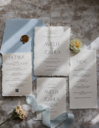 'Amelia' Handmade Paper Wedding Stationery Invitation Suite