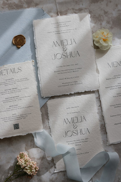 'Amelia' Handmade Paper Wedding Stationery Invitation Suite